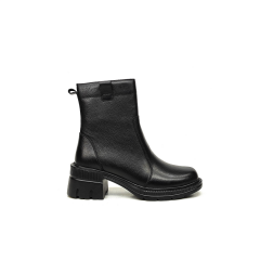 Hakiki Deri Fermuarlı Topuklu Bot