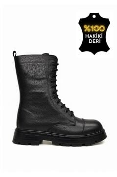 Kadın Hakiki Deri Içi Kürklü Kışlık Bağcıklı Fermuarlı Postal Bot