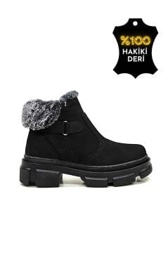 Kadın Hakiki Nubuk Deri İçi Kürklü Kısa Bot
