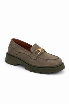 Kadın İçi Dışı Hakiki Deri Hafif Taban (Ekstralight) Önden Tokalı Loafer Ayakkabı